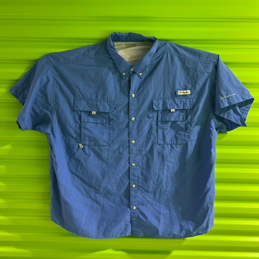 Columbia PFG Bahama II Fishing Shirt Mens Blue Short Sleeve UPF 30 3XL Big Tall